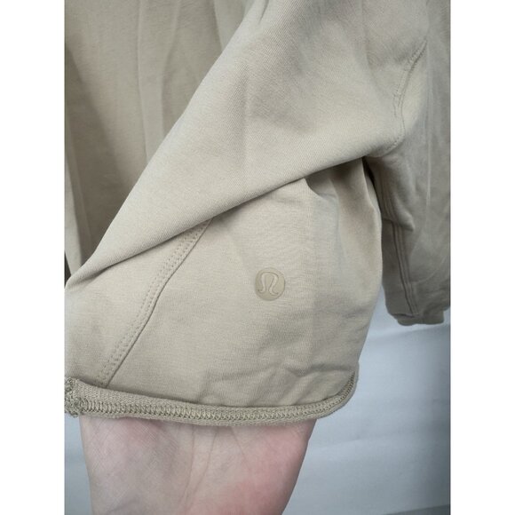 Lululemon La Boxy Crew Neck Top Women 10 Beige Raw Rolled Hem Athleisure Casual - Picture 3 of 7